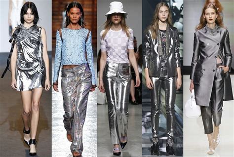 metallic fabrics fashion show|metallic spring fashion.